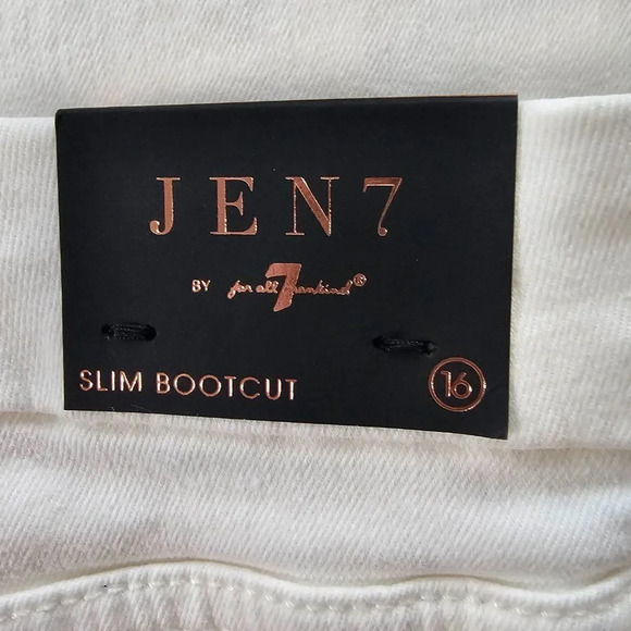 Jen7 by 7 For All Mankind Women's White High-Rise Slim-Fit Bootcut Jeans Size 16 - Picture 9 of 15